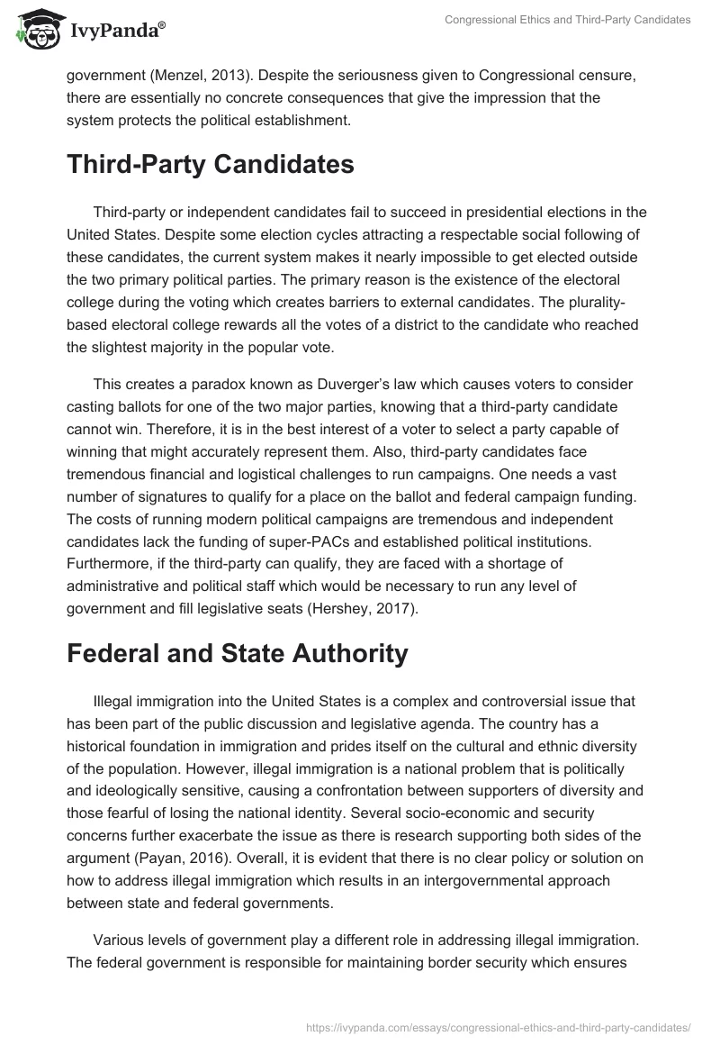 Congressional Ethics and Third-Party Candidates. Page 2