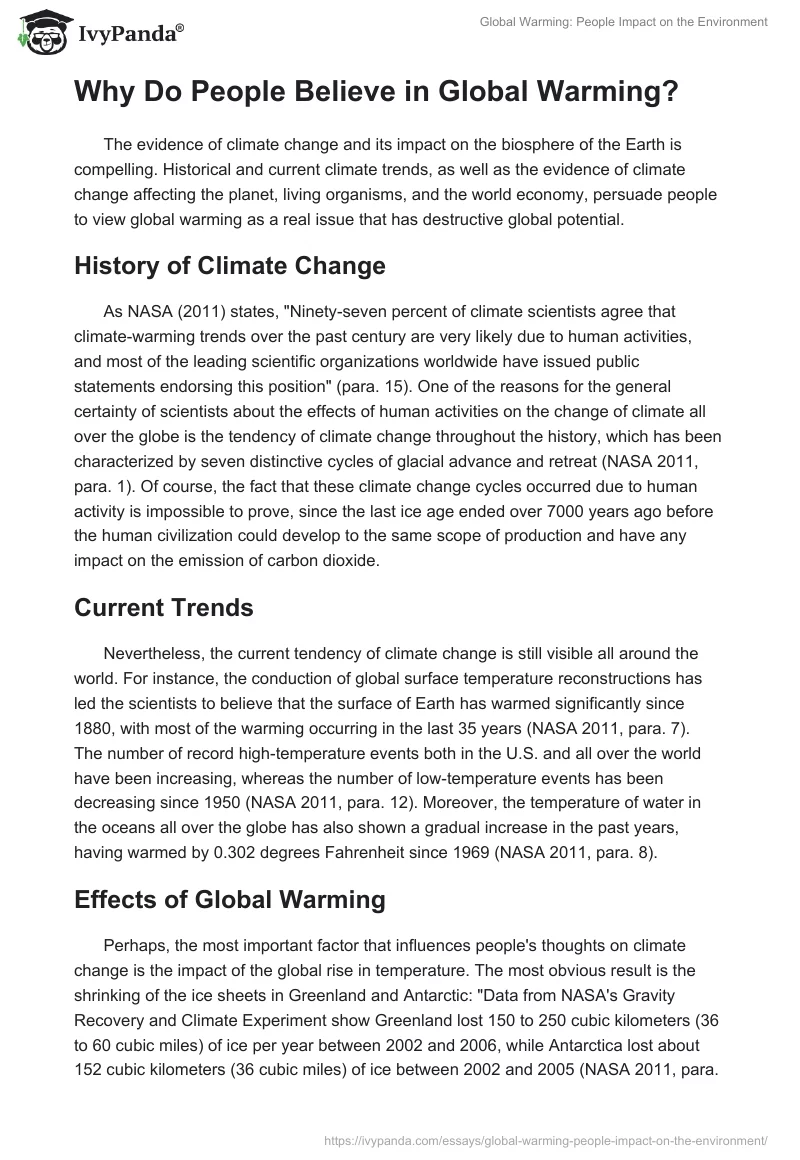 Global Warming: People Impact on the Environment. Page 2