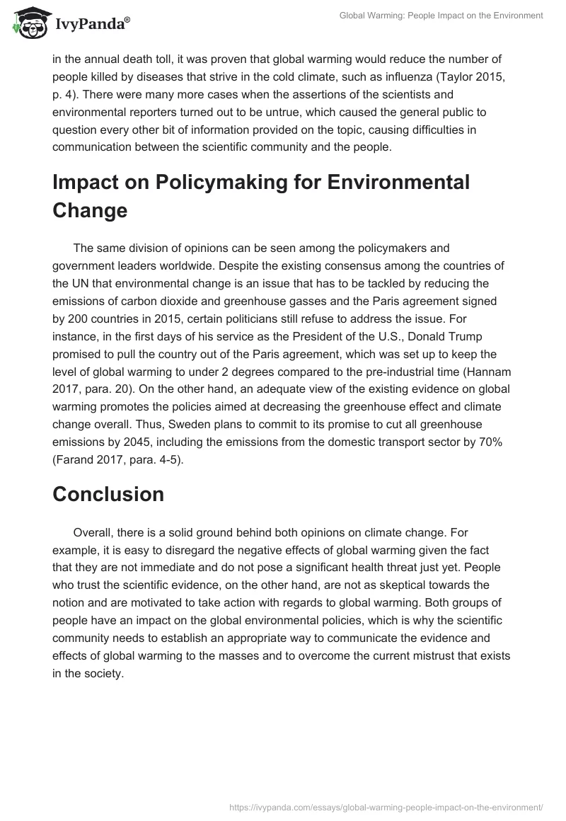 Global Warming: People Impact on the Environment. Page 5