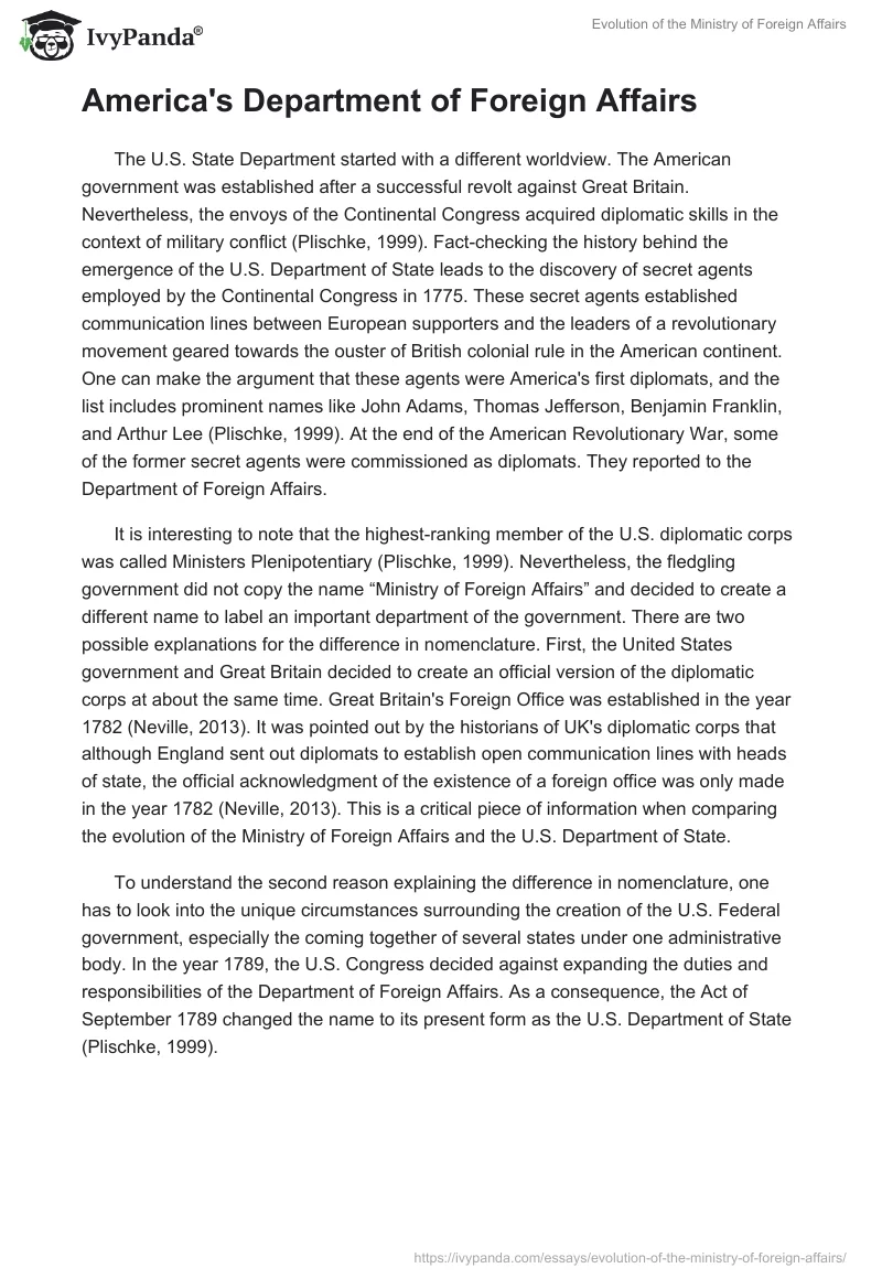 Evolution of the Ministry of Foreign Affairs. Page 2
