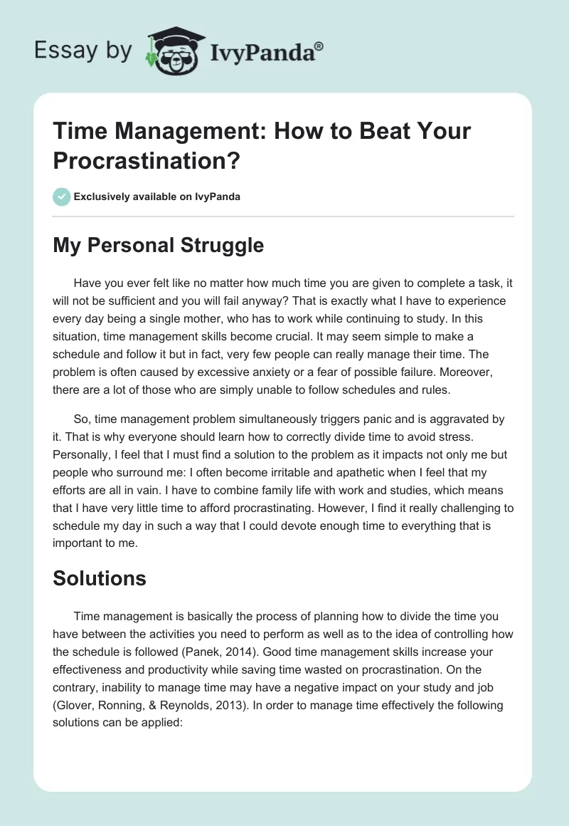 Time Management: How to Beat Your Procrastination?. Page 1