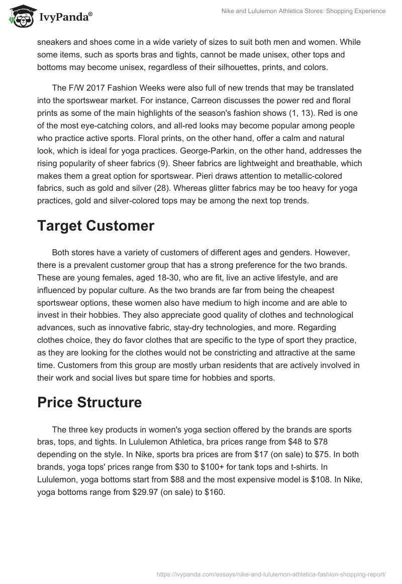 Nike and Lululemon Athletica Stores: Shopping Experience. Page 2