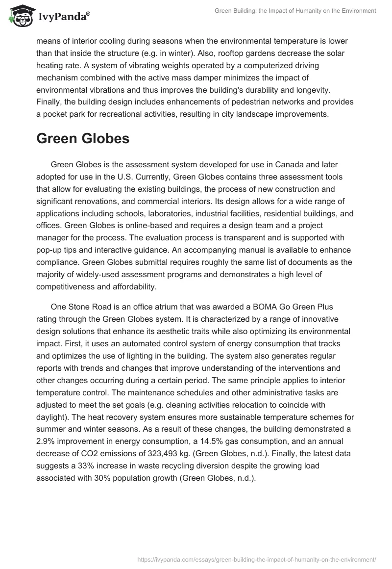 Green Building: The Impact of Humanity on the Environment. Page 2