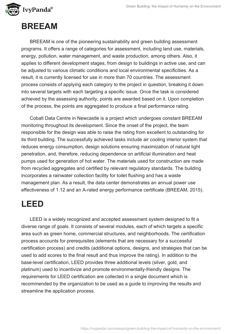 Green Building: The Impact of Humanity on the Environment. Page 3
