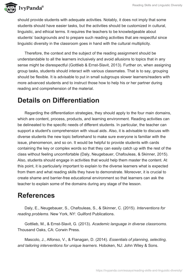 Reading Skills and Linguistic Diversity. Page 2