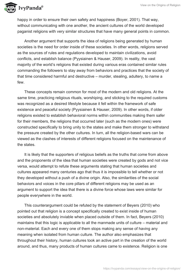 View on the Origins of Religion. Page 3