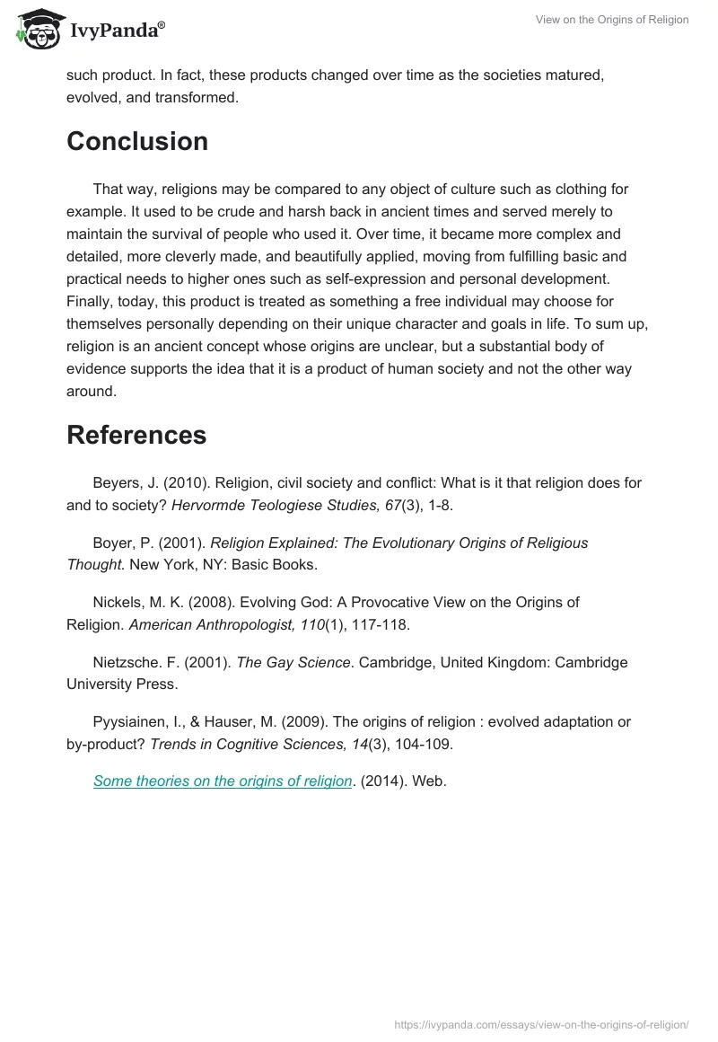 View on the Origins of Religion. Page 4