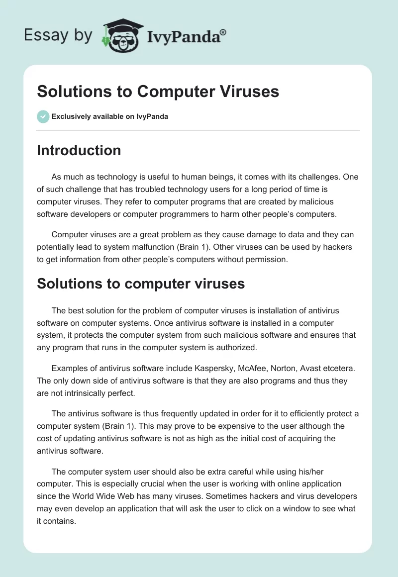 Solutions to Computer Viruses. Page 1
