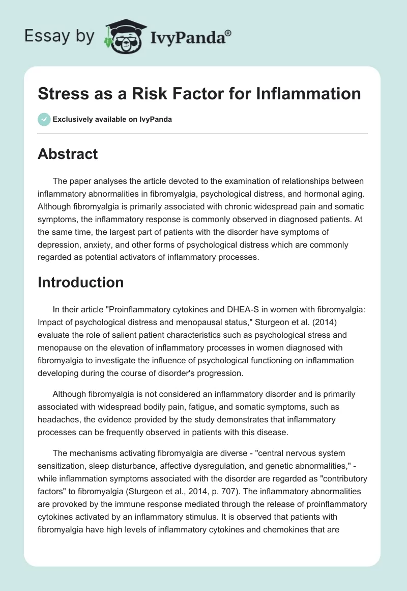 Stress as a Risk Factor for Inflammation. Page 1