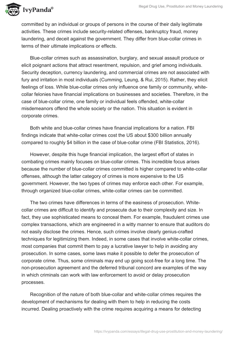 Illegal Drug Use, Prostitution and Money Laundering. Page 2