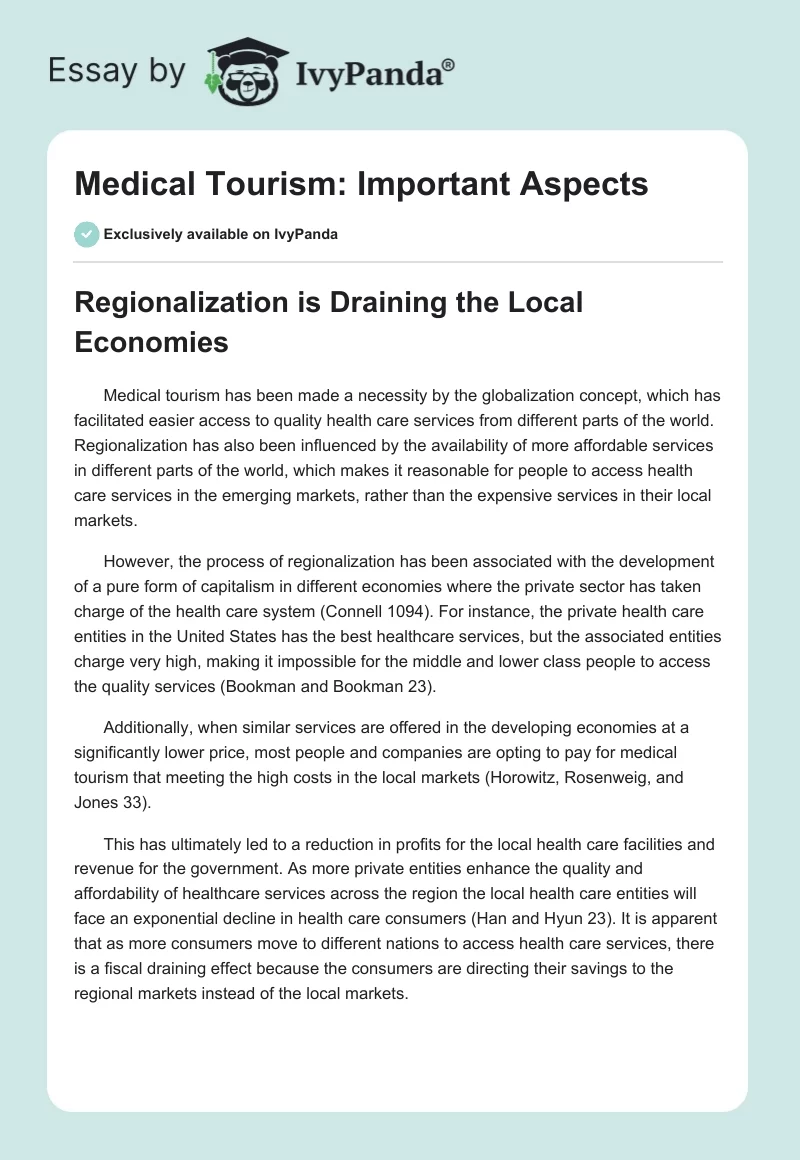 Medical Tourism: Important Aspects. Page 1