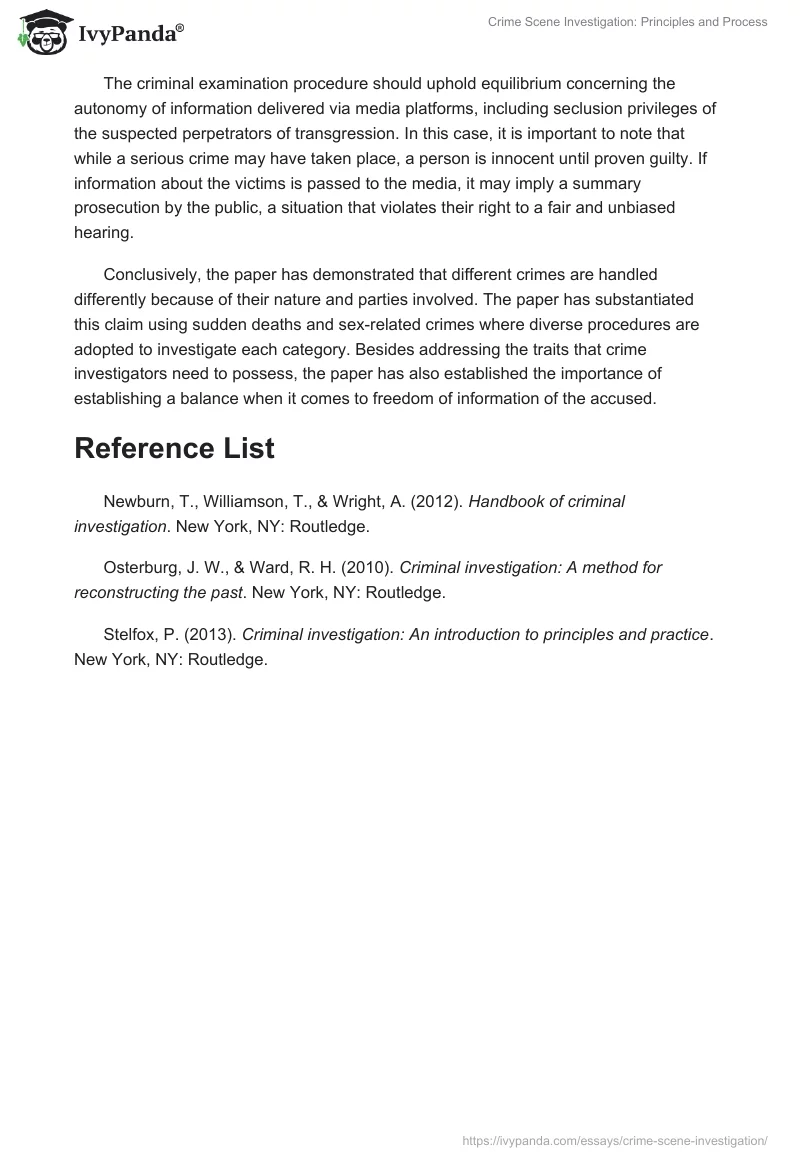 Crime Scene Investigation: Principles and Process. Page 3