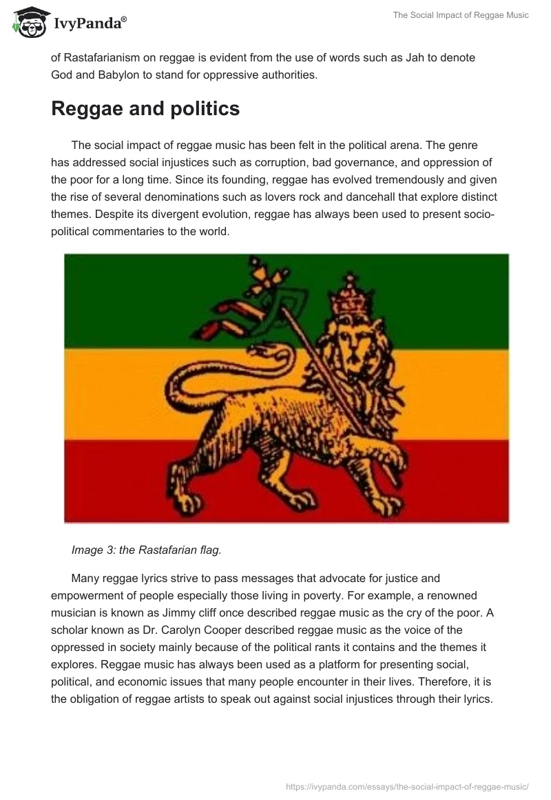 The Social Impact of Reggae Music. Page 3