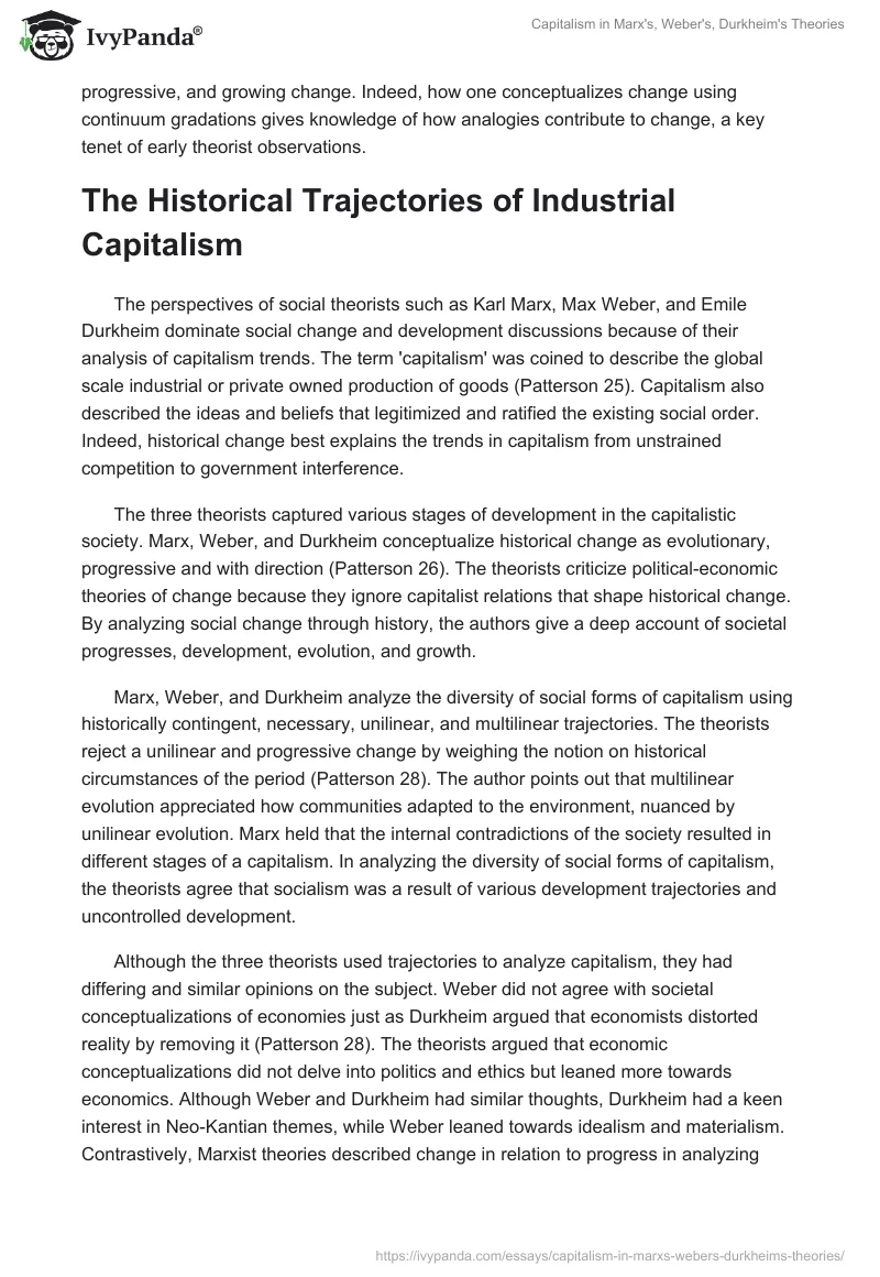 Capitalism in Marx's, Weber's, Durkheim's Theories. Page 2