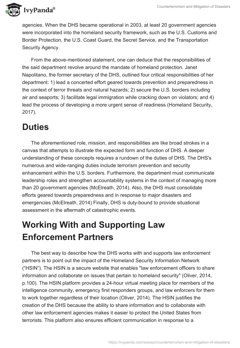 Counterterrorism and Mitigation of Disasters. Page 2
