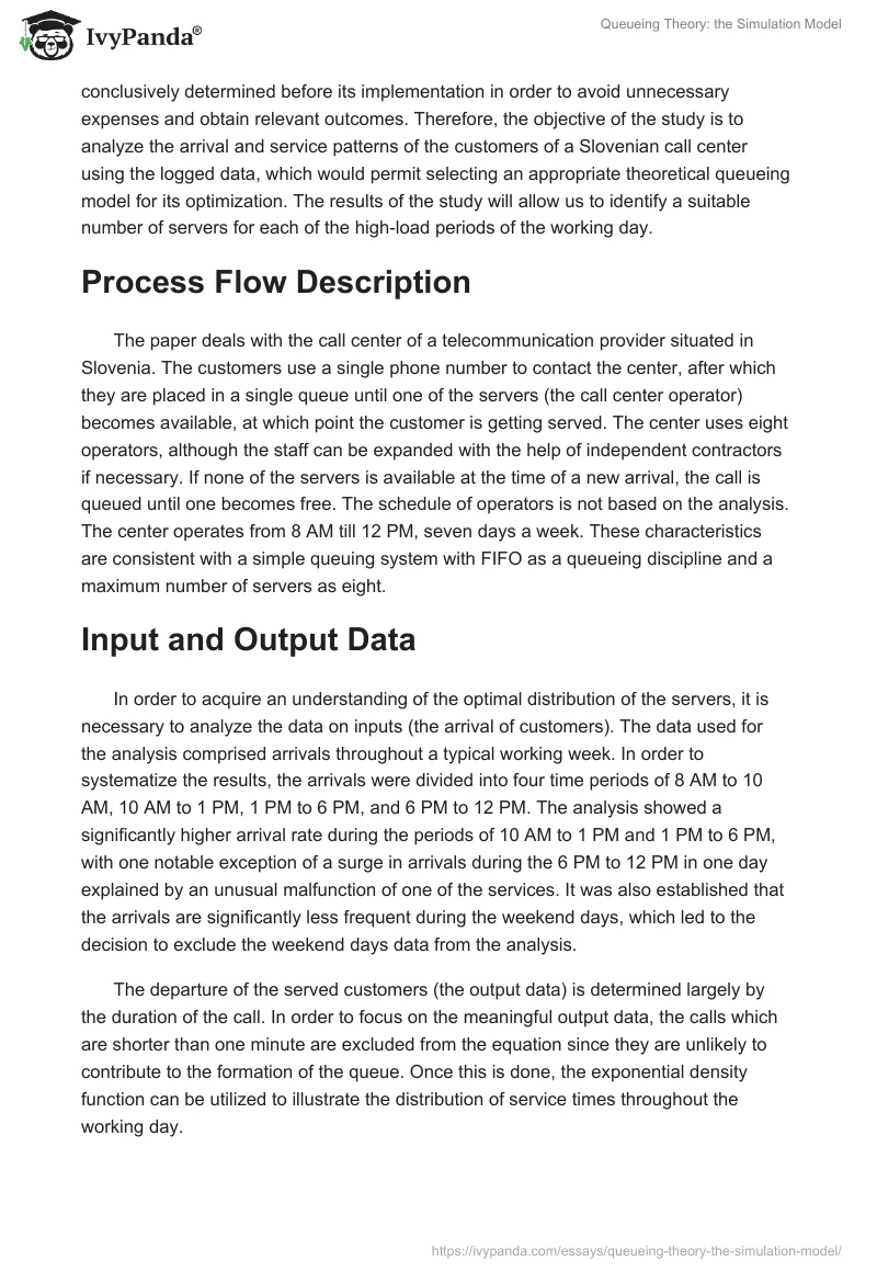 Queueing Theory: the Simulation Model. Page 2