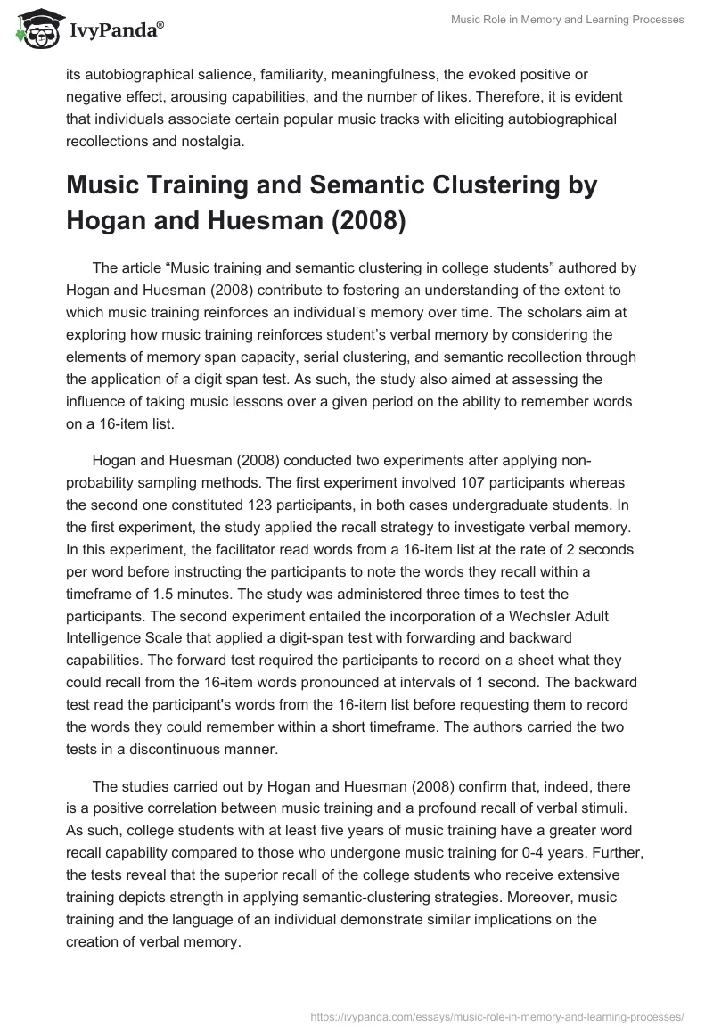 Music Role in Memory and Learning Processes. Page 4