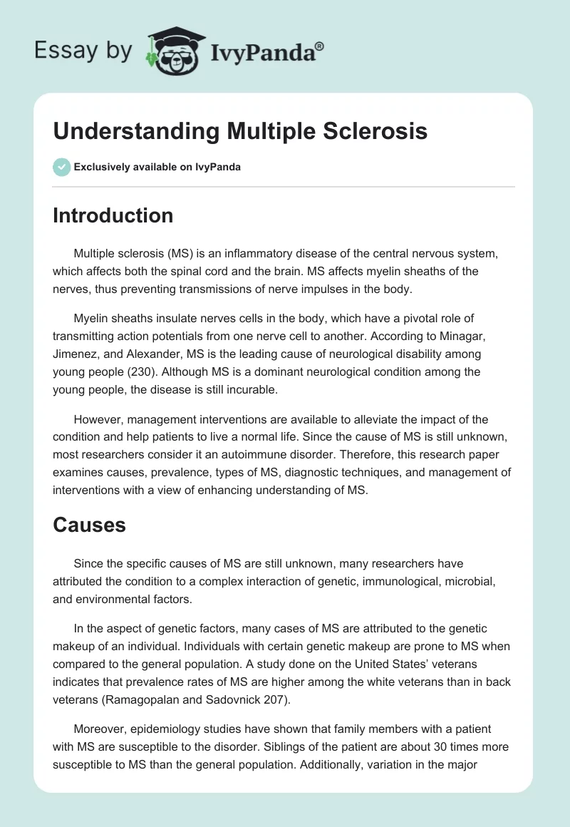 Understanding Multiple Sclerosis. Page 1