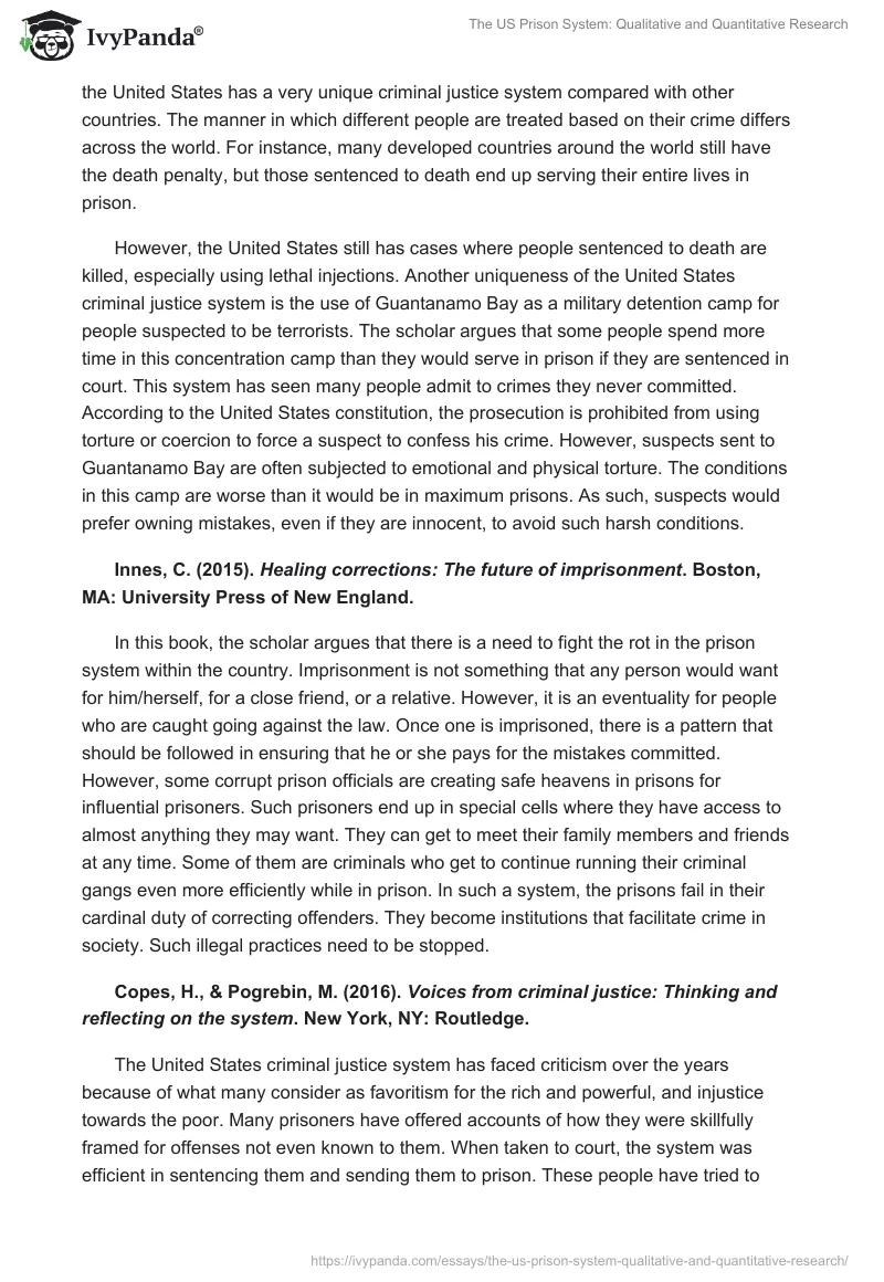 The US Prison System: Qualitative and Quantitative Research. Page 5