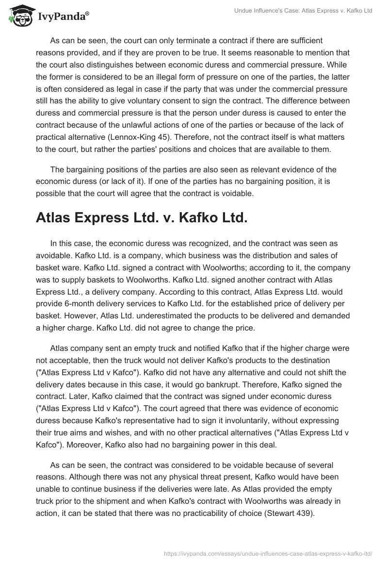 Undue Influence's Case: Atlas Express v. Kafko Ltd. Page 2