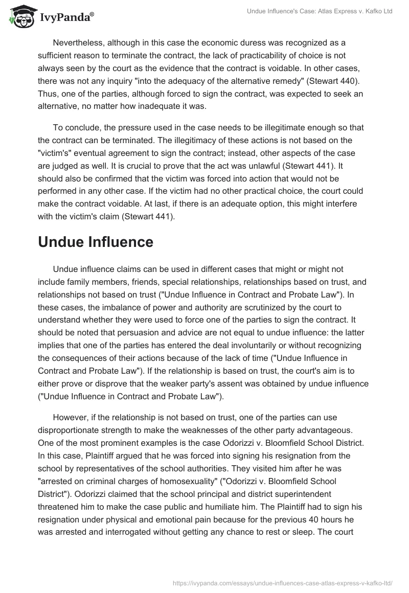 Undue Influence's Case: Atlas Express v. Kafko Ltd. Page 3