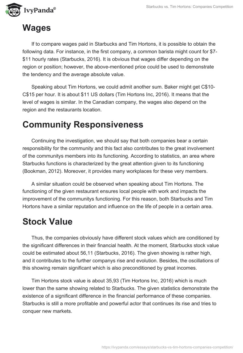 Starbucks vs. Tim Hortons: Companies Competition. Page 4