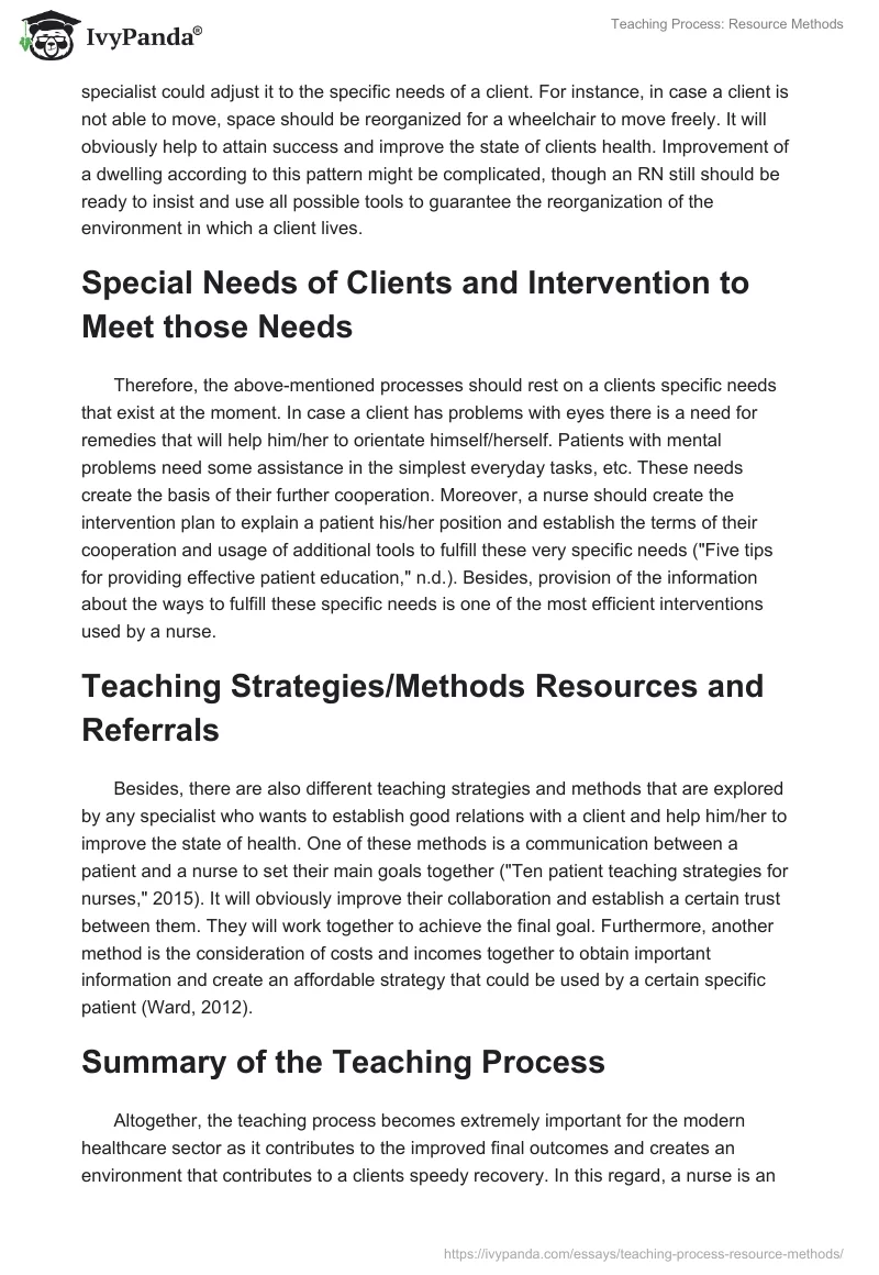 Teaching Process: Resource Methods. Page 2