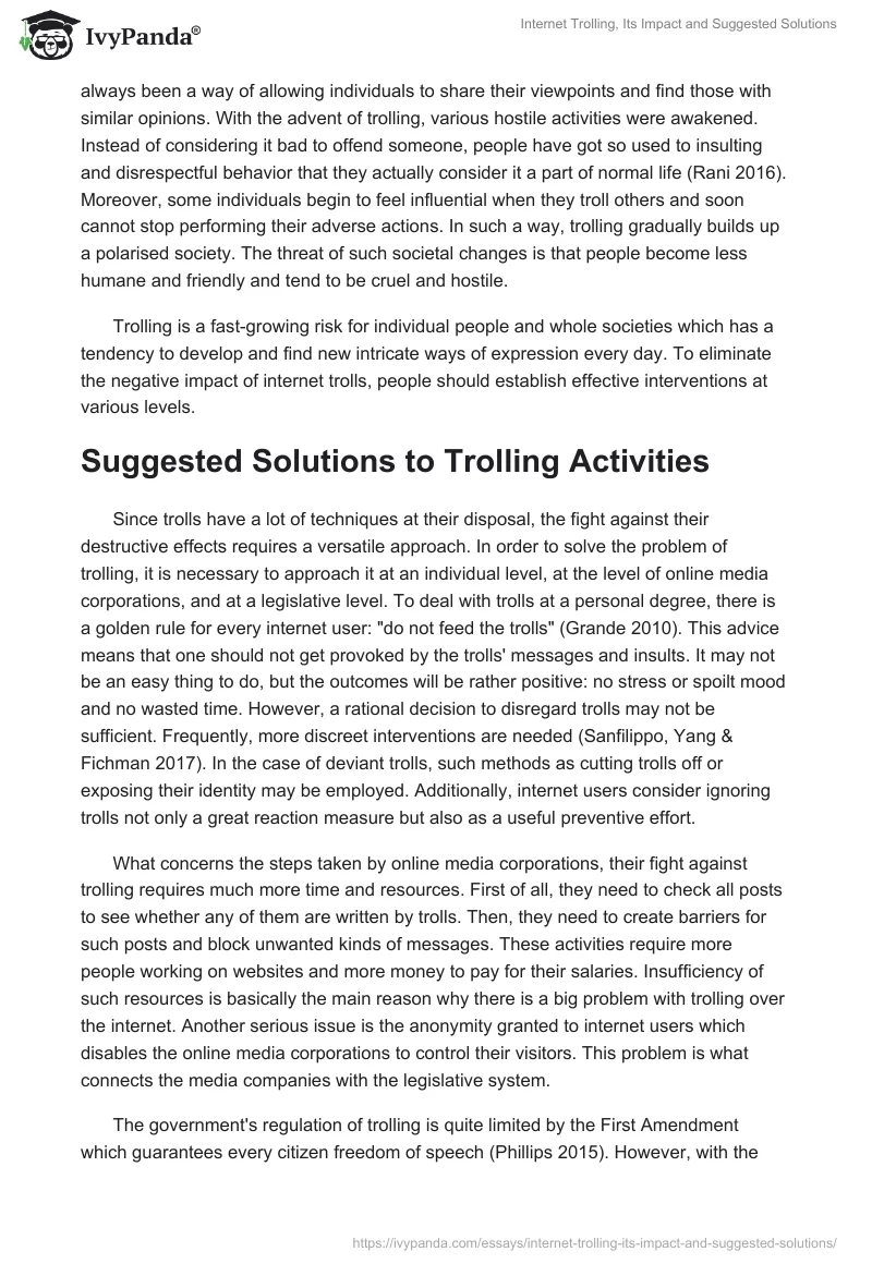 Internet Trolling, Its Impact and Suggested Solutions. Page 4