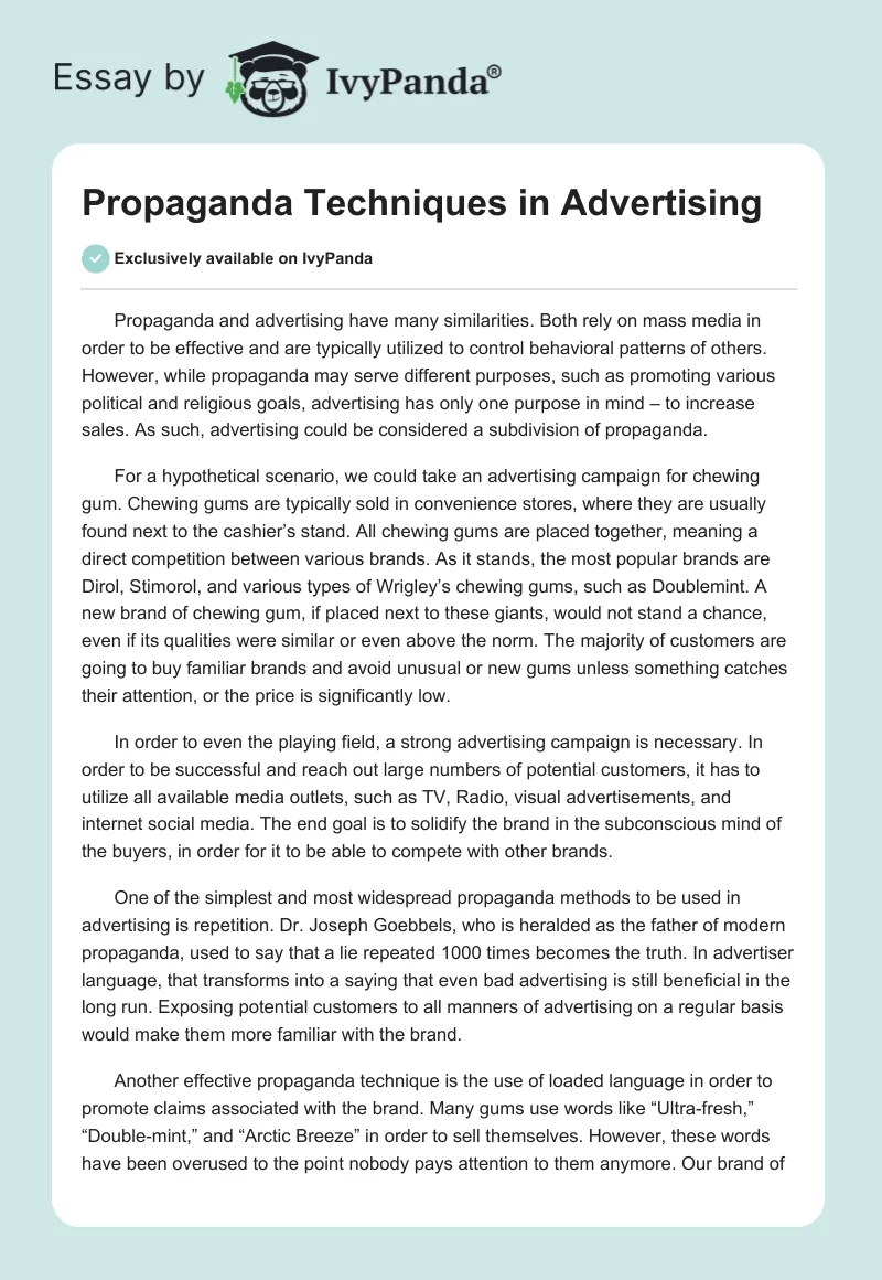 Propaganda Techniques in Advertising. Page 1