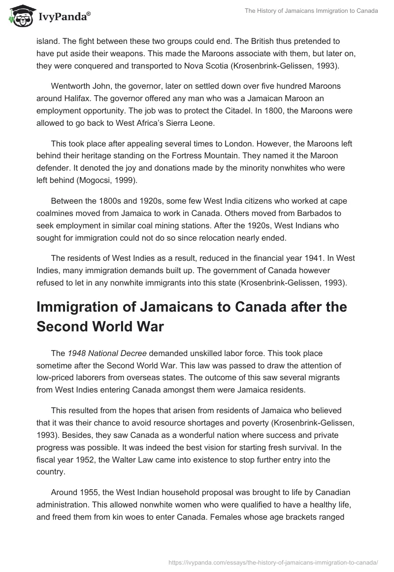 The History of Jamaicans Immigration to Canada. Page 2