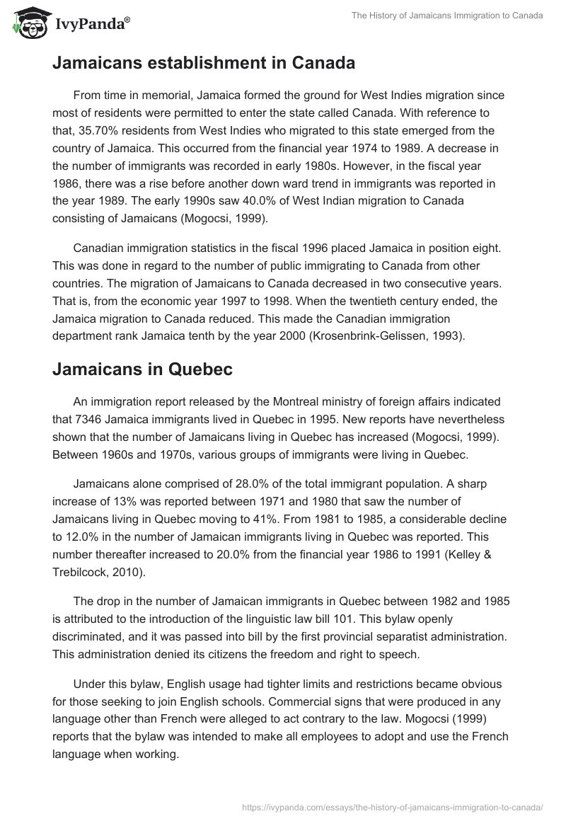 The History of Jamaicans Immigration to Canada. Page 4