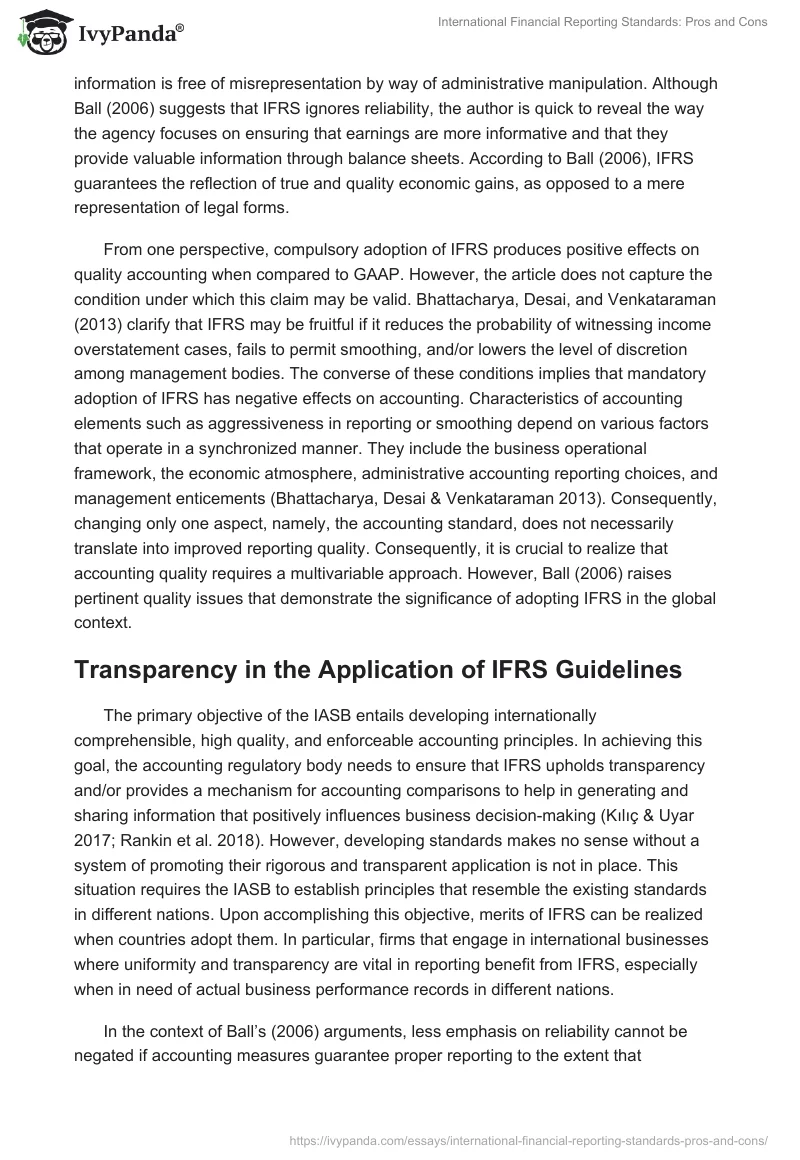International Financial Reporting Standards: Pros and Cons. Page 2