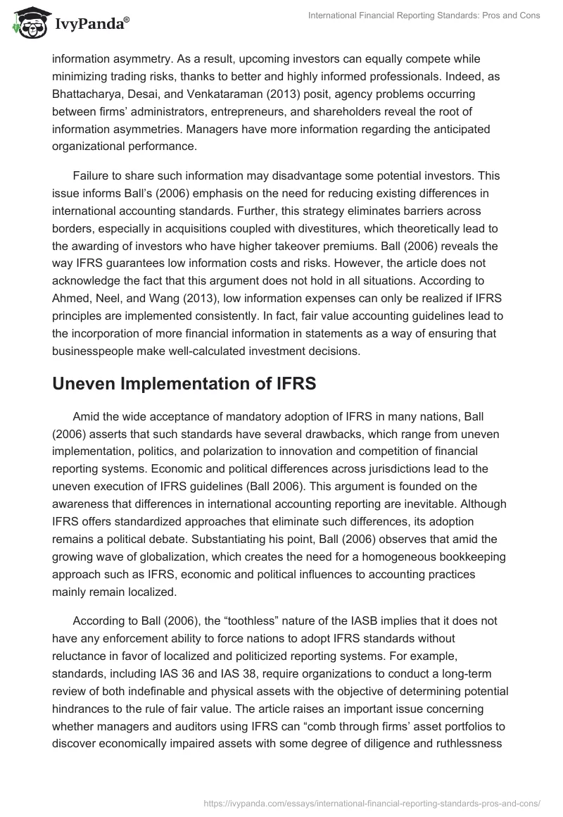 International Financial Reporting Standards: Pros and Cons. Page 4