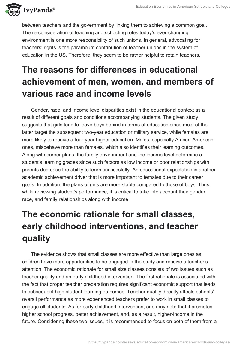 Education Economics in American Schools and Colleges. Page 2