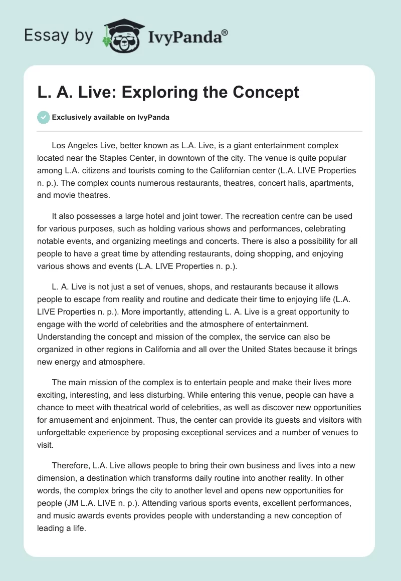 L. A. Live: Exploring the Concept. Page 1