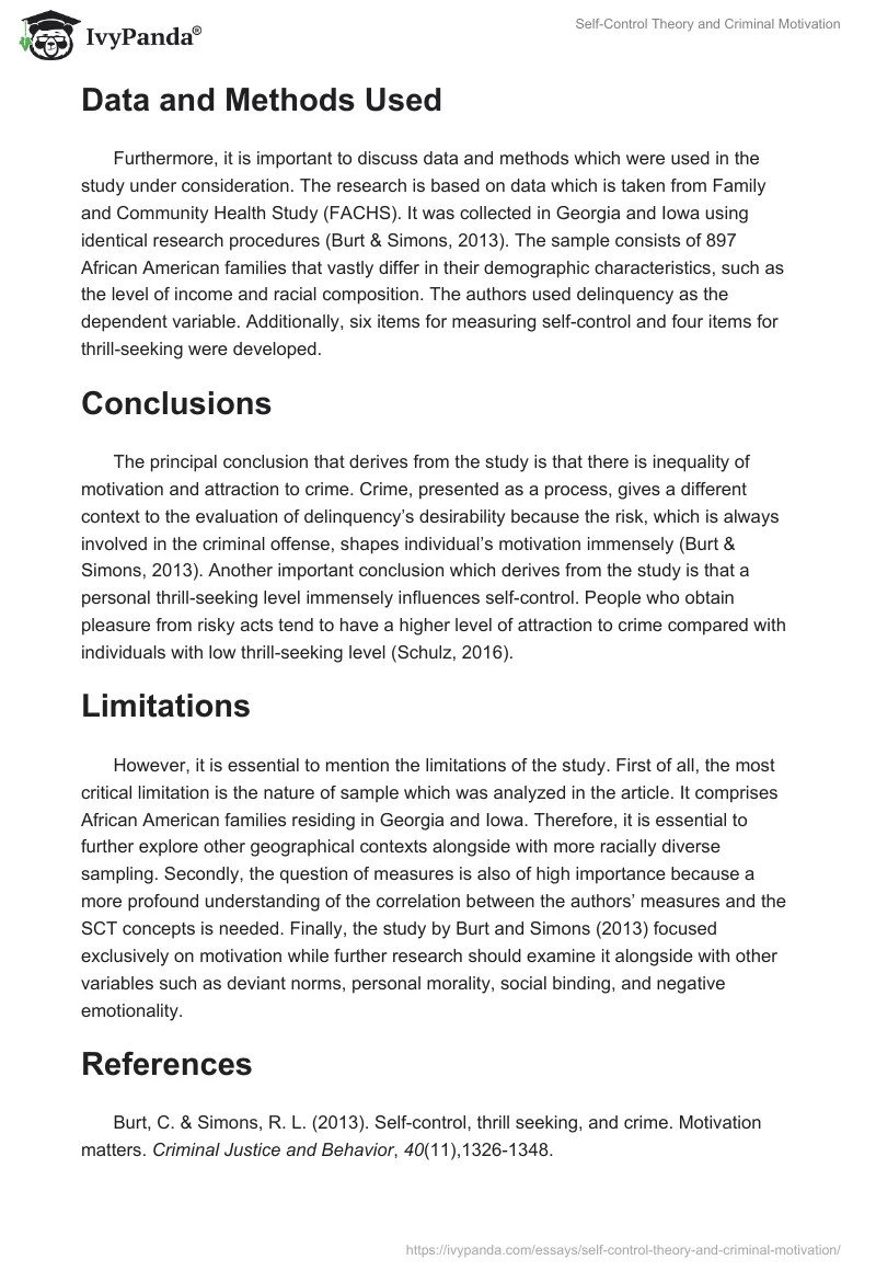 Self-Control Theory and Criminal Motivation. Page 2