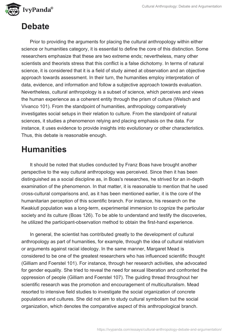 Cultural Anthropology: Debate and Argumentation. Page 2
