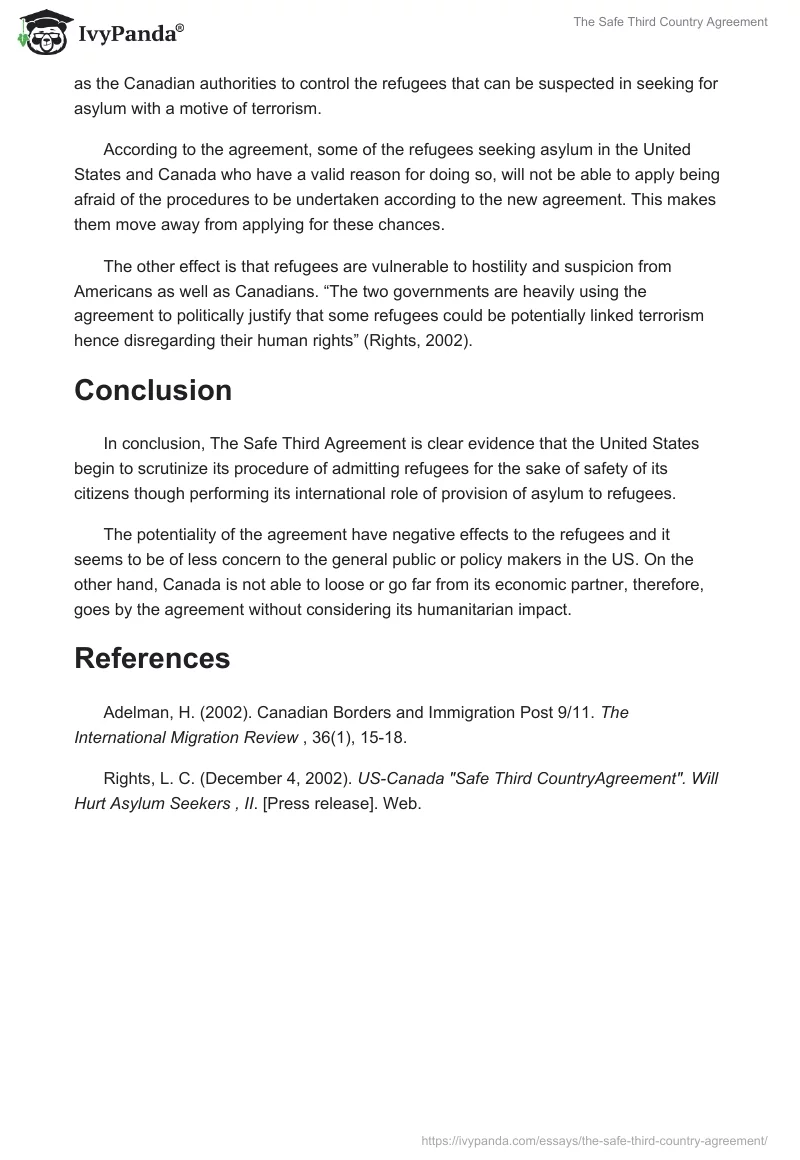 The Safe Third Country Agreement. Page 2