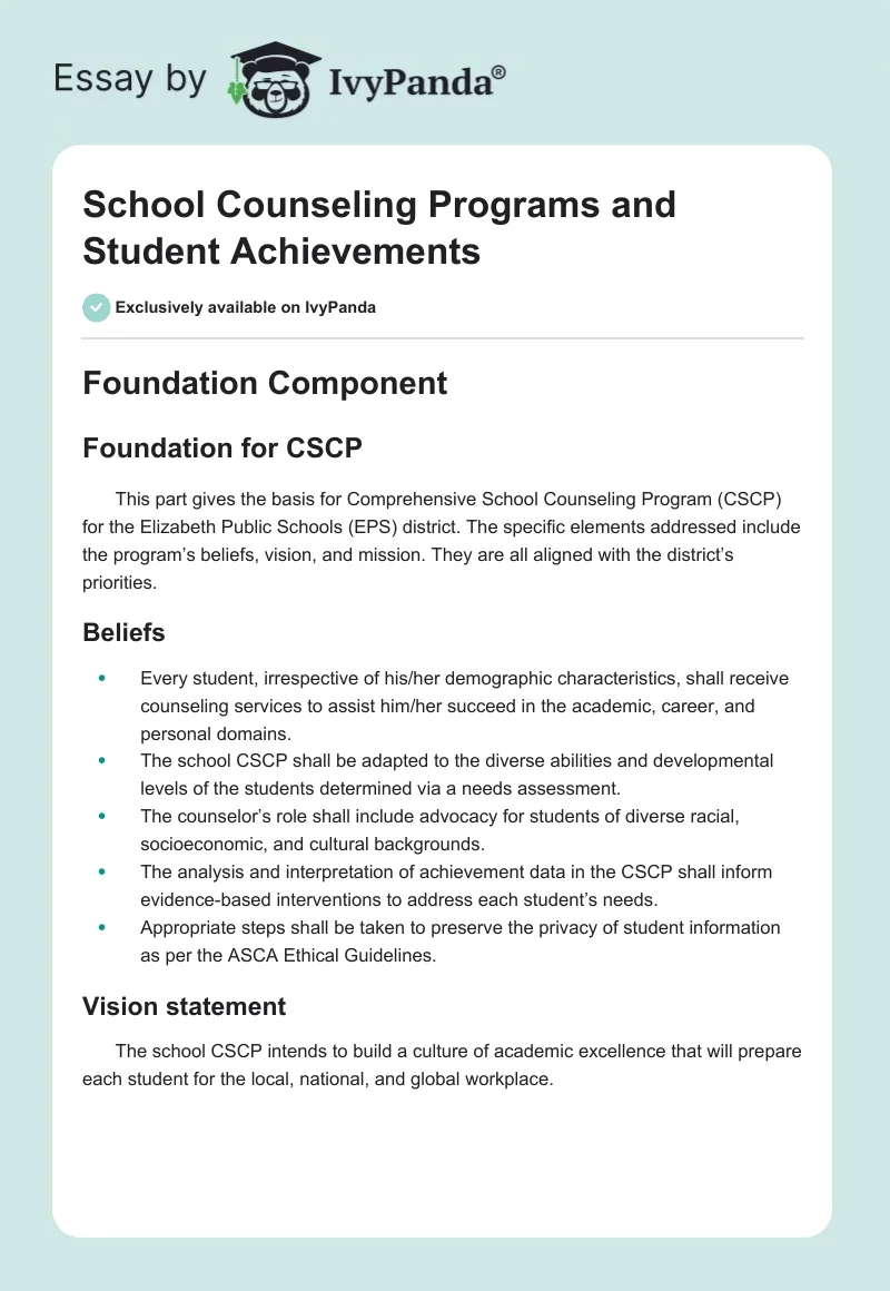 School Counseling Programs and Student Achievements. Page 1