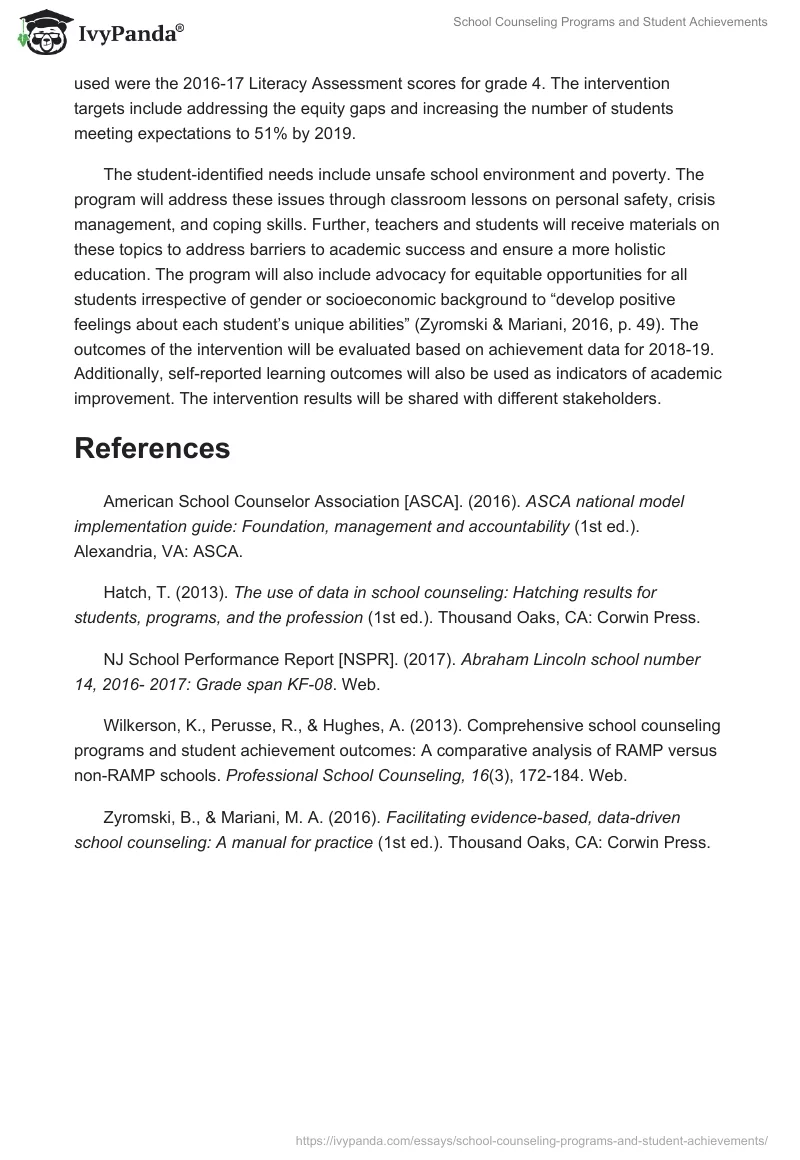 School Counseling Programs and Student Achievements. Page 5
