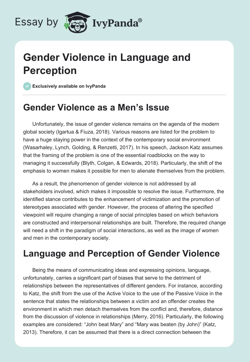 Gender Violence in Language and Perception. Page 1