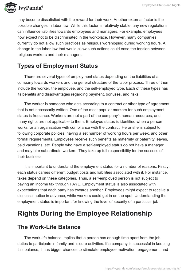 Employees Status and Rights. Page 2