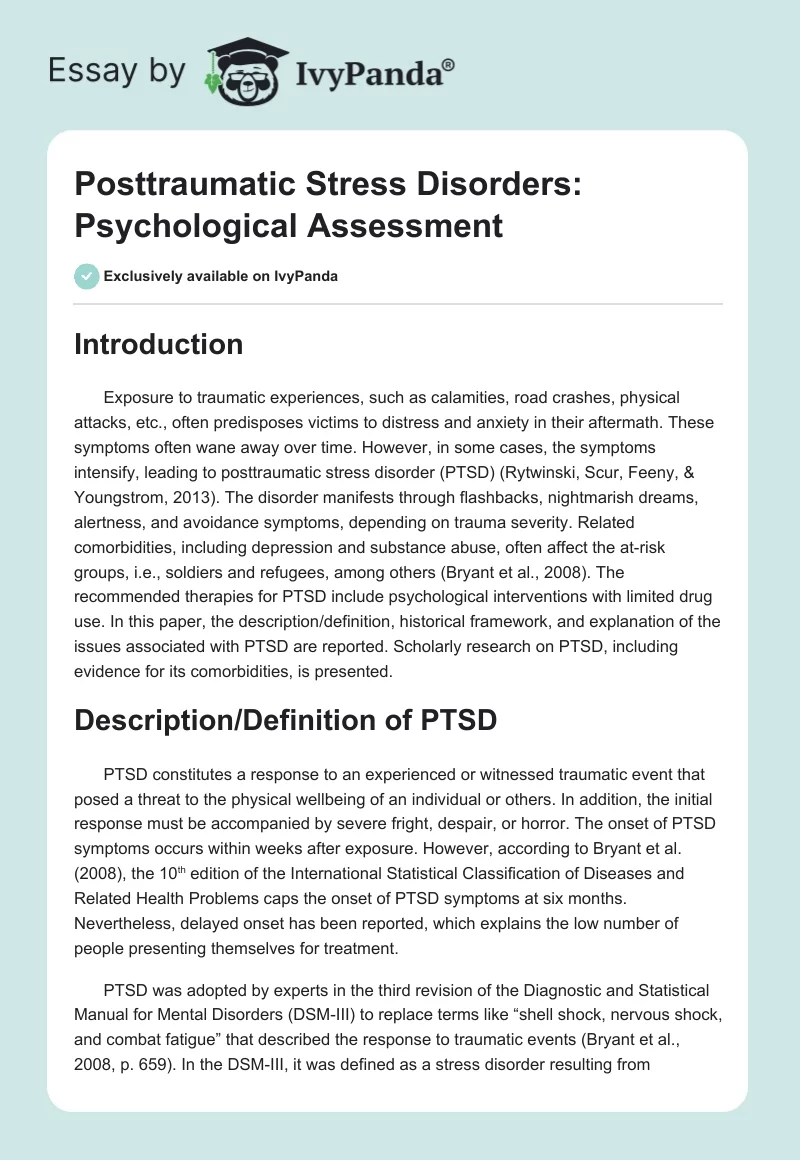 Posttraumatic Stress Disorders: Psychological Assessment. Page 1