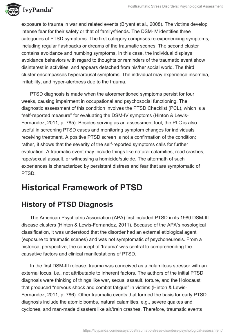 Posttraumatic Stress Disorders: Psychological Assessment. Page 2