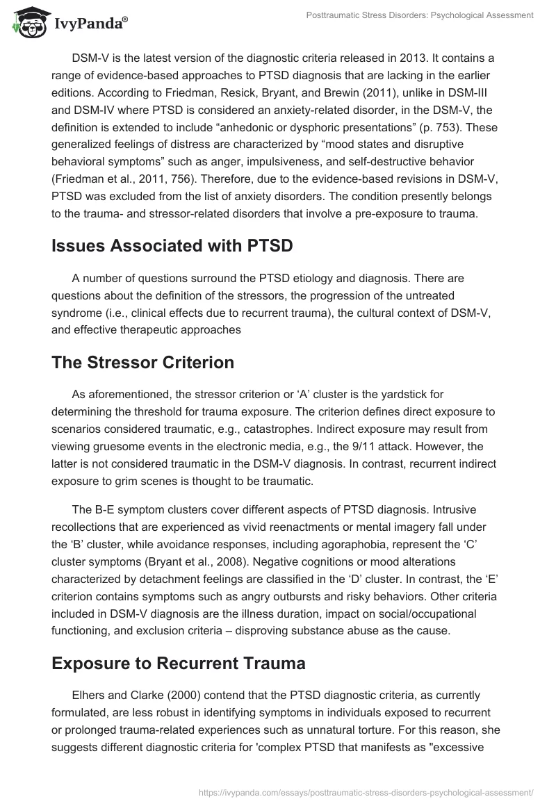 Posttraumatic Stress Disorders: Psychological Assessment. Page 4