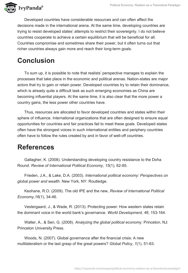 Political Economy: Realism as a Theoretical Paradigm. Page 4