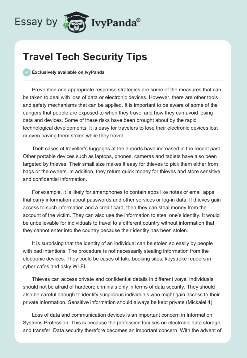 Travel Tech Security Tips. Page 1