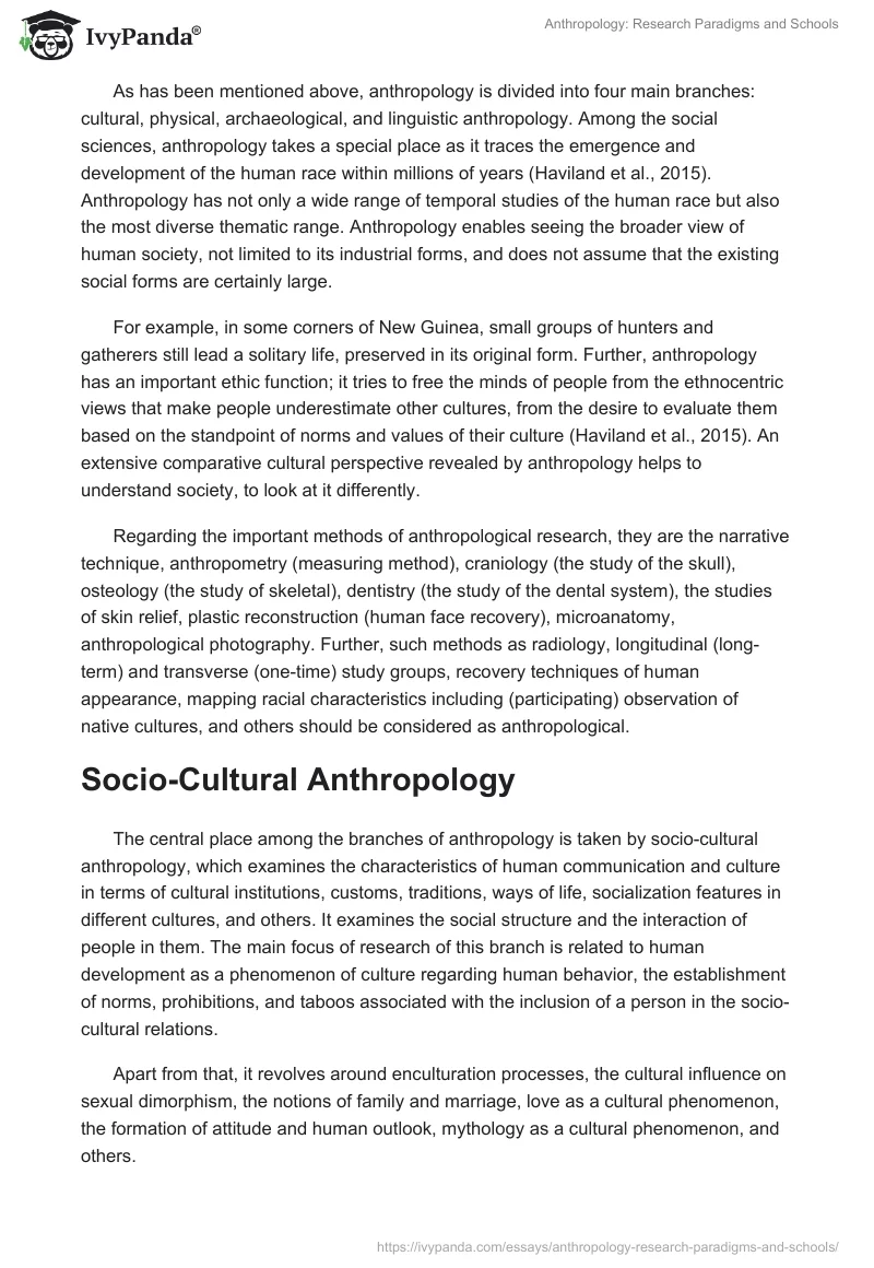Anthropology: Research Paradigms and Schools. Page 2