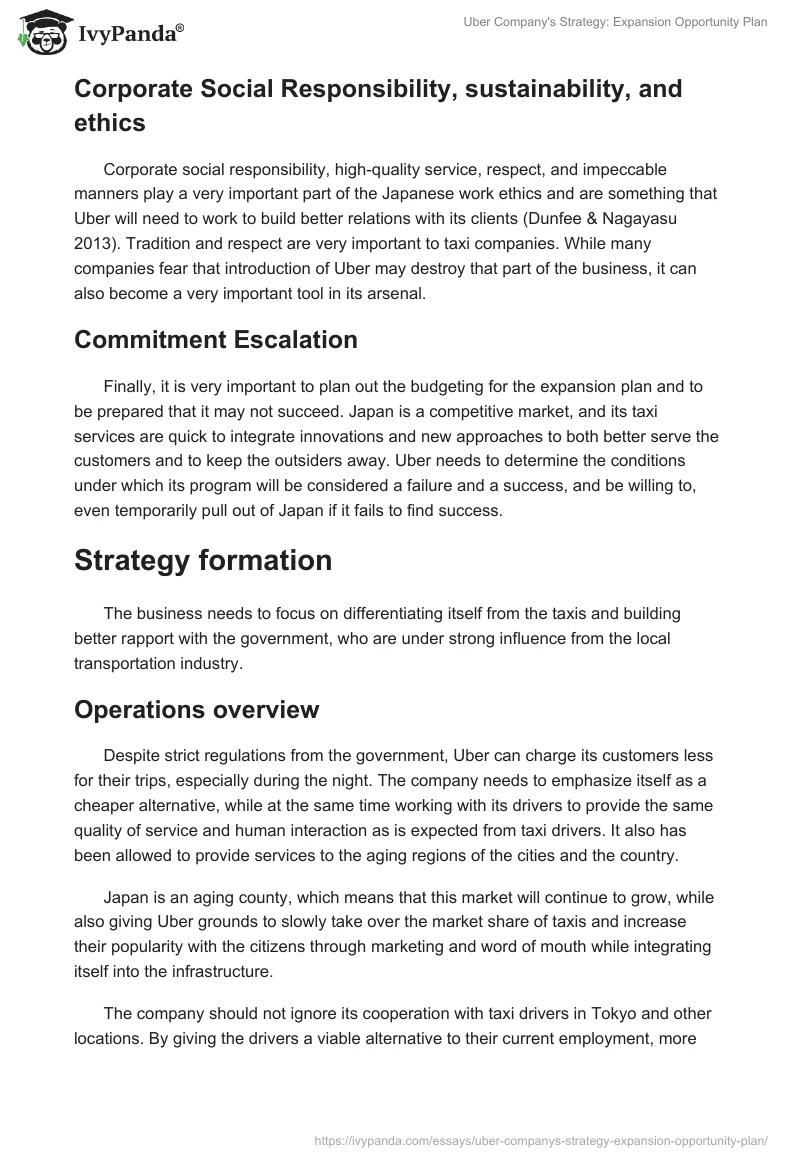 Uber Company's Strategy: Expansion Opportunity Plan. Page 4