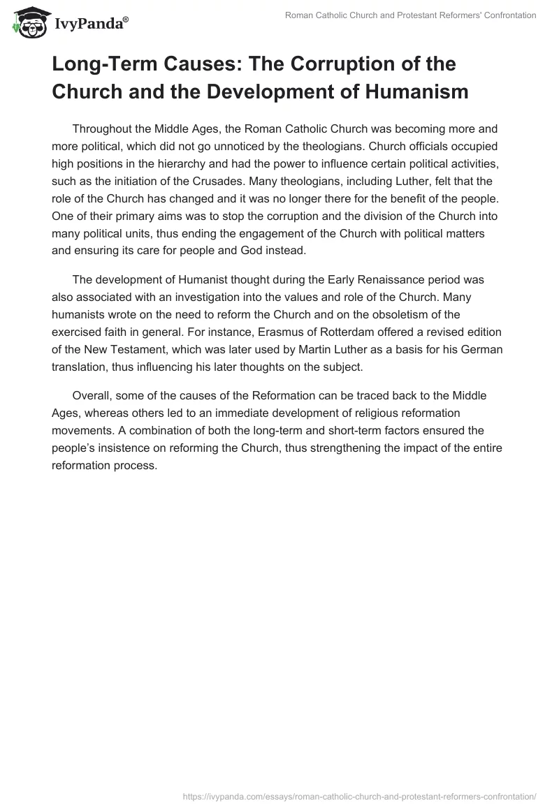 Roman Catholic Church and Protestant Reformers' Confrontation. Page 2